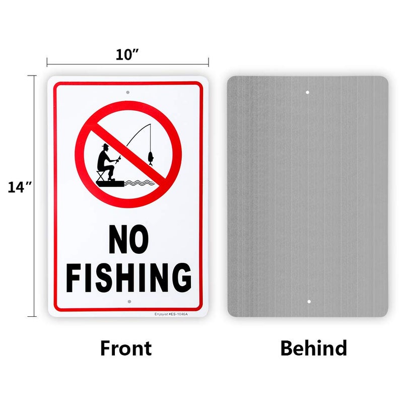 Enjoyist No Fishing Sign, 14"x 10" .04" Aluminum Reflective Sign Rust Free Aluminum-UV Protected and Weatherproof - Image 2